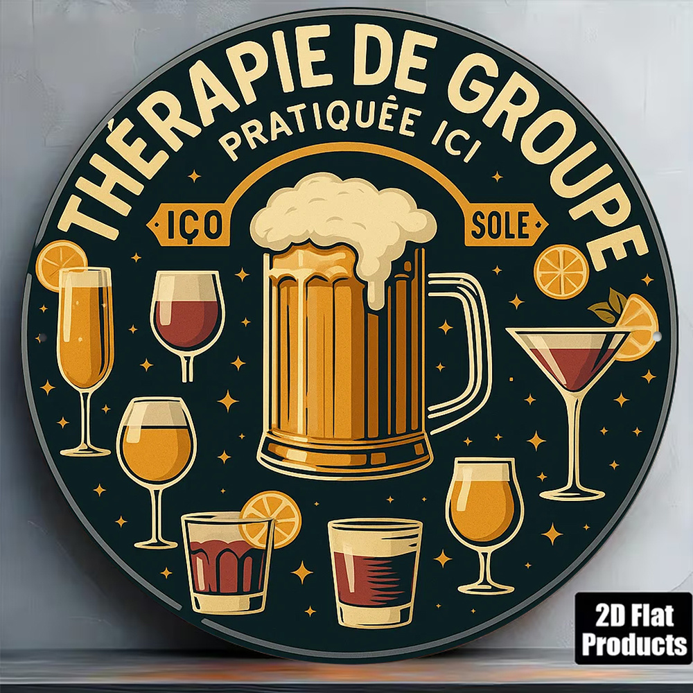 2D Flat Round Vintage Metal Ti - Beer And Wine Quote ulasan dan harga