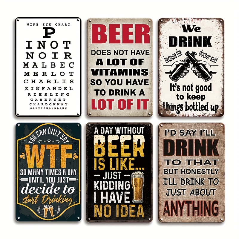 1Pc Vintage 2D Flat Funny Beer - Beer And Wine Quote ulasan dan harga