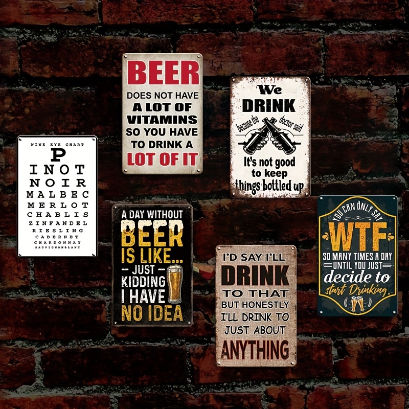 1Pc Vintage 2D Flat Funny Beer - Beer And Wine Quote ulasan dan harga