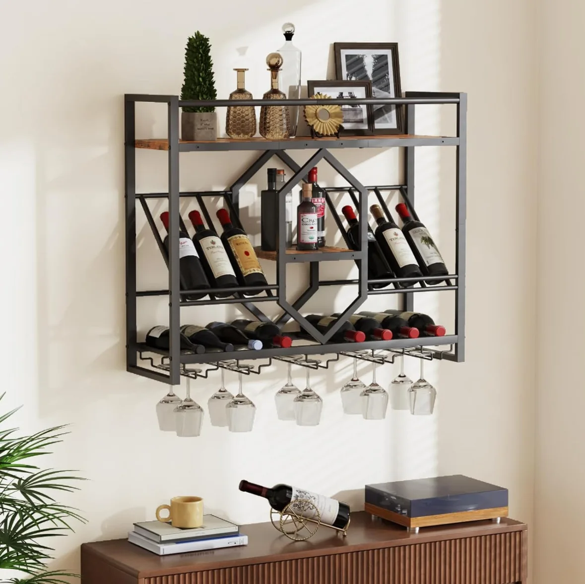 Wrought iron bar wine rack, wa - Wine Rack Wall Mount ulasan dan harga