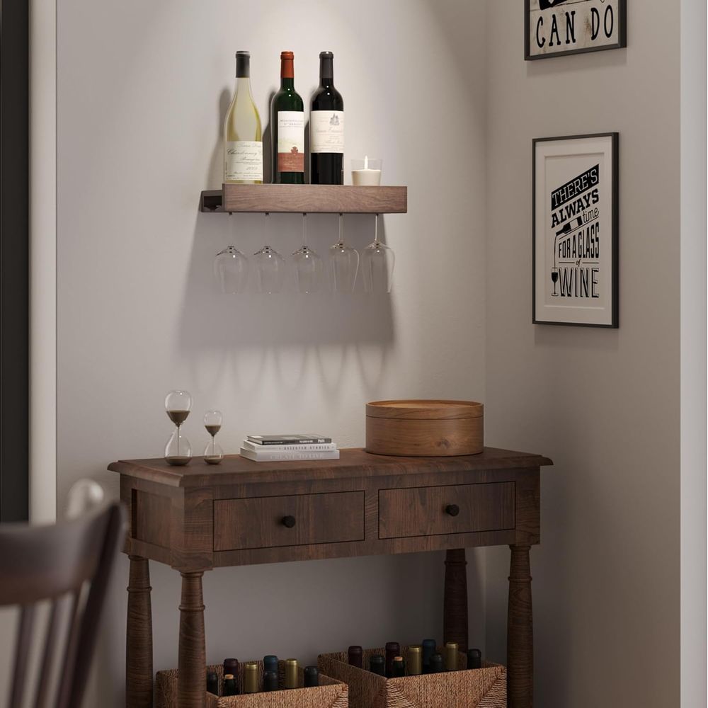 Wall Mounted Wood Floating Win - Wine Rack Wall Mount ulasan dan harga