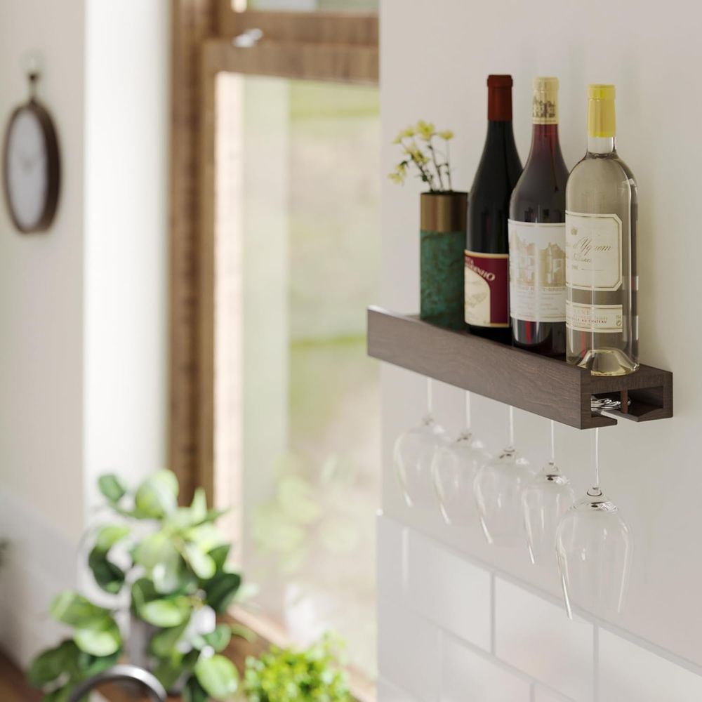Wall Mounted Wood Floating Win - Wine Rack Wall Mount ulasan dan harga