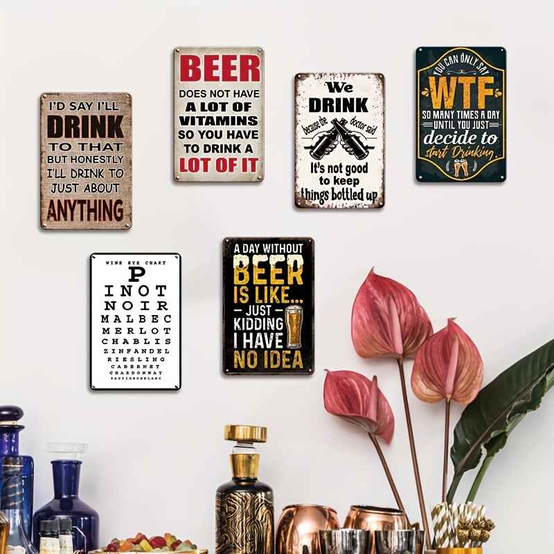 1Pc Vintage 2D Flat Funny Beer - Beer And Wine Quote ulasan dan harga