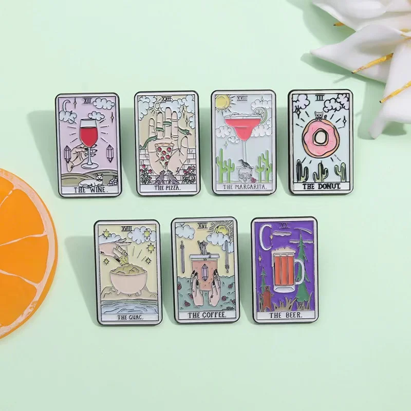 Custom Tarot Enamel Pins Beer  - Wine Beer Pizza ulasan dan harga