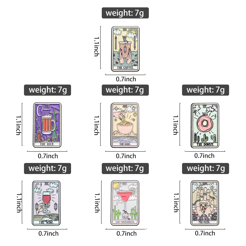 Food Tarot Enamel Pins Coffee  - Wine Beer Pizza ulasan dan harga