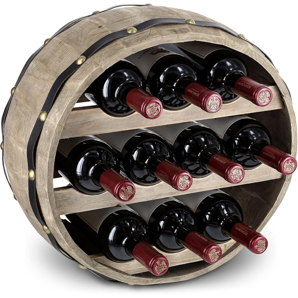 Natural Wood Industrial Wall M - Wine Rack Wall Mount ulasan dan harga